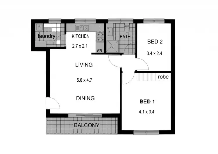 Floorplan of Homely unit listing, Res. 4/7-9 L'Estrange Street, Glenside SA 5065
