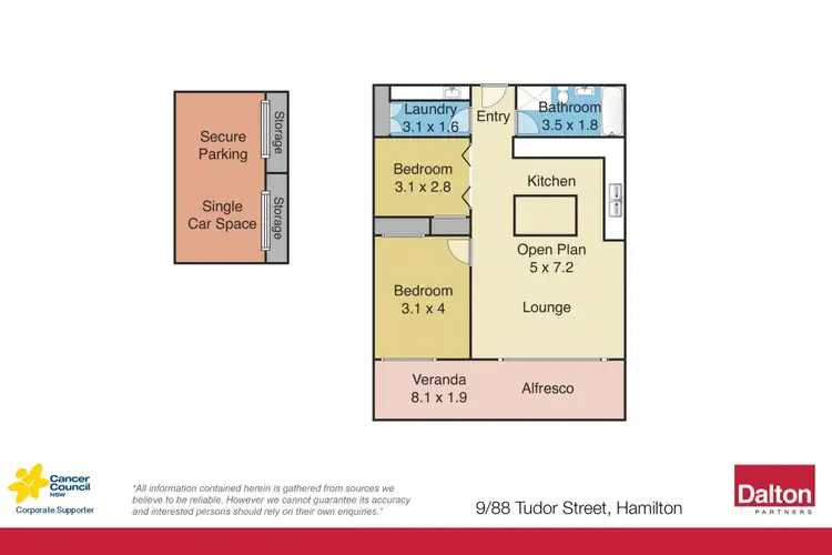 Floorplan of Homely apartment listing, 9/88 Tudor Street, Hamilton NSW 2303
