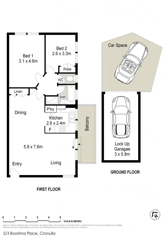 Floorplan of Homely unit listing, 5/3 Boorima Place, Cronulla NSW 2230