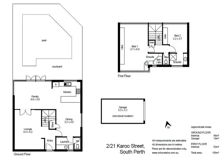 Floorplan of Homely townhouse listing, 2/21 Karoo Street, South Perth WA 6151