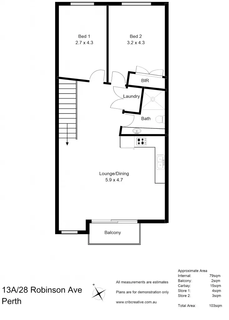 Floorplan of Homely apartment listing, 13A/28 Robinson Avenue, Perth WA 6000
