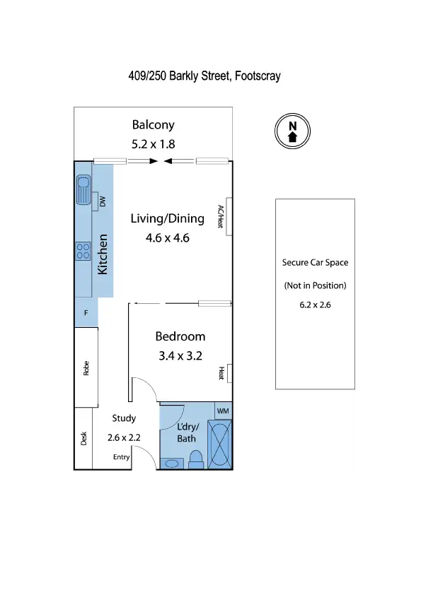 Floorplan of Homely apartment listing, 409/250 Barkly Street, Footscray VIC 3011