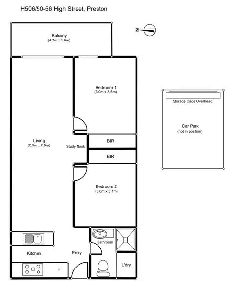 Floorplan of Homely apartment listing, H506/50-56 High Street, Preston VIC 3072