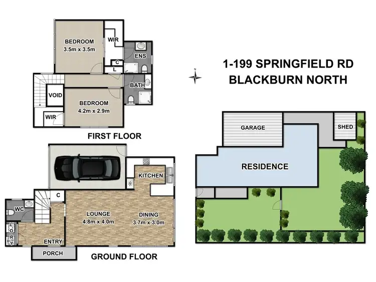 Floorplan of Homely townhouse listing, 1/199 Springfield Road, Blackburn North VIC 3130