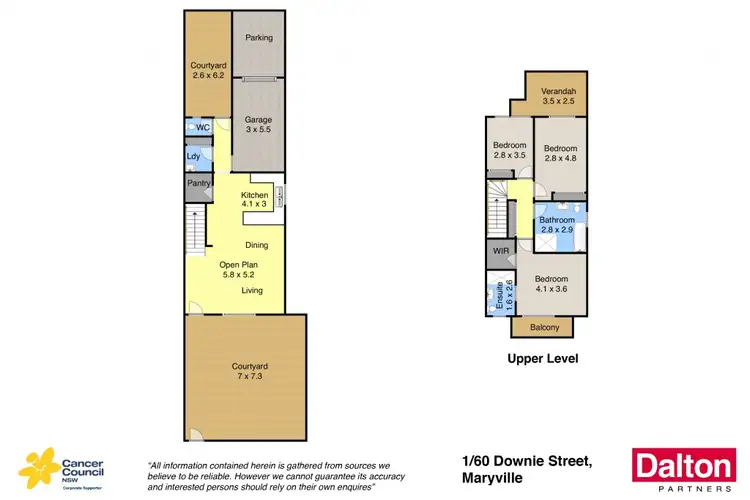 Floorplan of Homely townhouse listing, 1/60 Downie Street, Maryville NSW 2293
