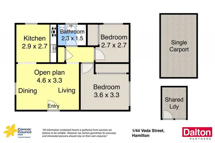 Floorplan of Homely unit listing, 1/44 Veda Street, Hamilton NSW 2303