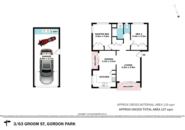 Floorplan of Homely unit listing, 3/63 Groom Street, Gordon Park QLD 4031