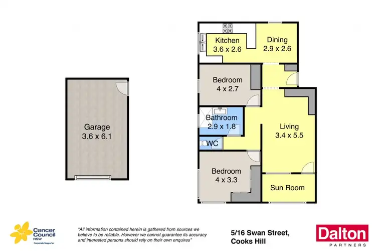 Floorplan of Homely unit listing, 5/16 Swan Street, Cooks Hill NSW 2300