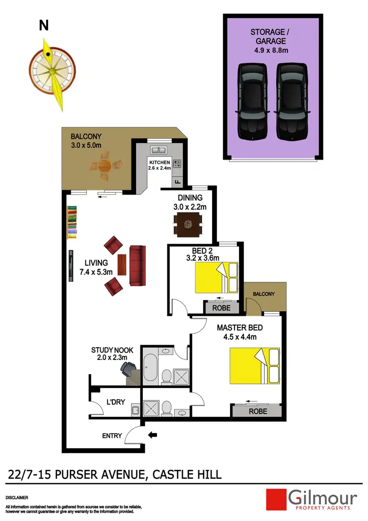 Floorplan of Homely apartment listing, 22/7-15 Purser Avenue, Castle Hill NSW 2154