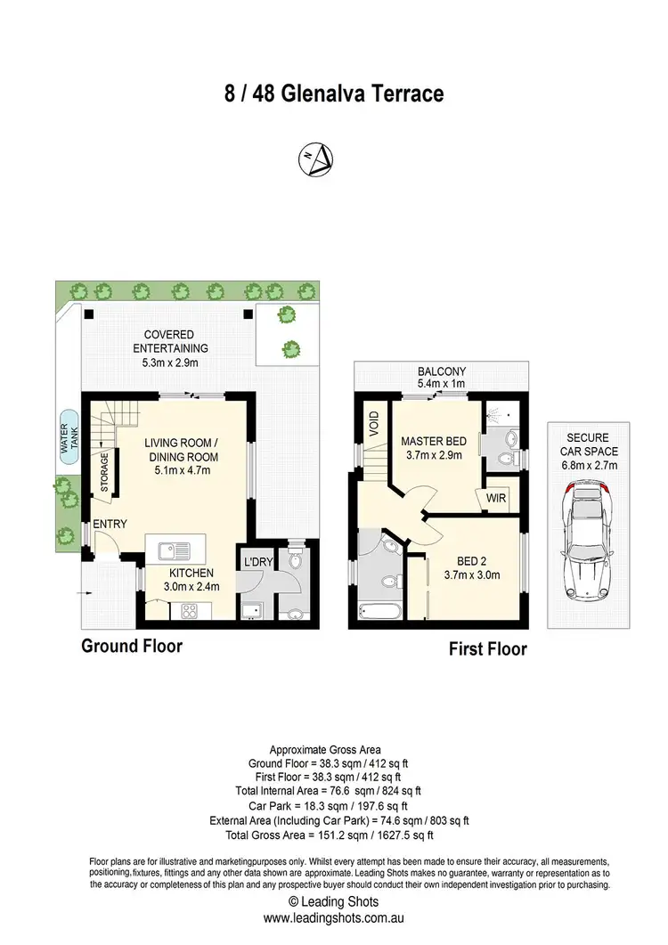 Floorplan of Homely townhouse listing, 8/48 Glenalva Terrace, Enoggera QLD 4051
