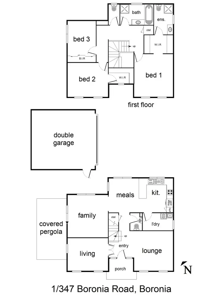 Floorplan of Homely townhouse listing, 1/347 Boronia Road, Boronia VIC 3155