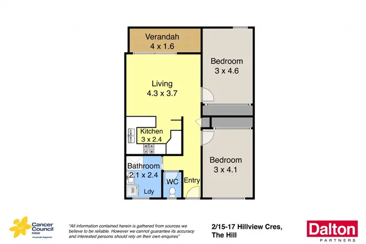 Floorplan of Homely unit listing, 2/15-17 Hillview Crescent, The Hill NSW 2300