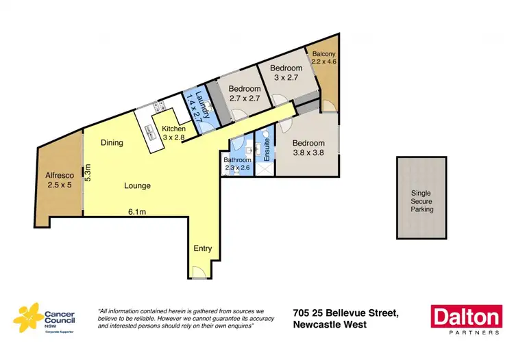 Floorplan of Homely apartment listing, 705/25 Bellevue Street, Newcastle West NSW 2302