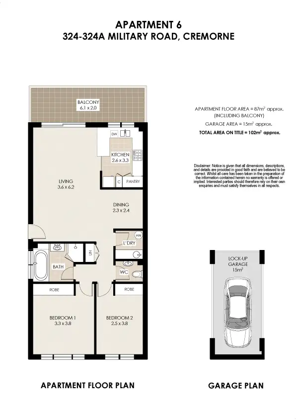 Floorplan of Homely apartment listing, 6/324 Military Road, Cremorne NSW 2090