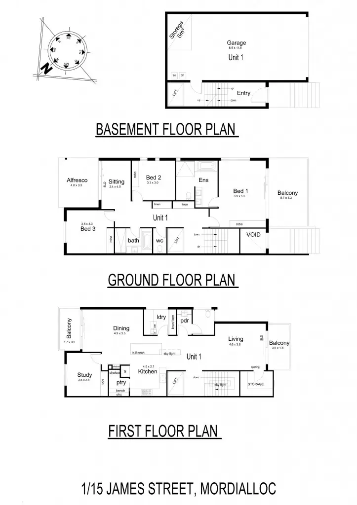 Floorplan of Homely townhouse listing, 1/15 James Street, Mordialloc VIC 3195