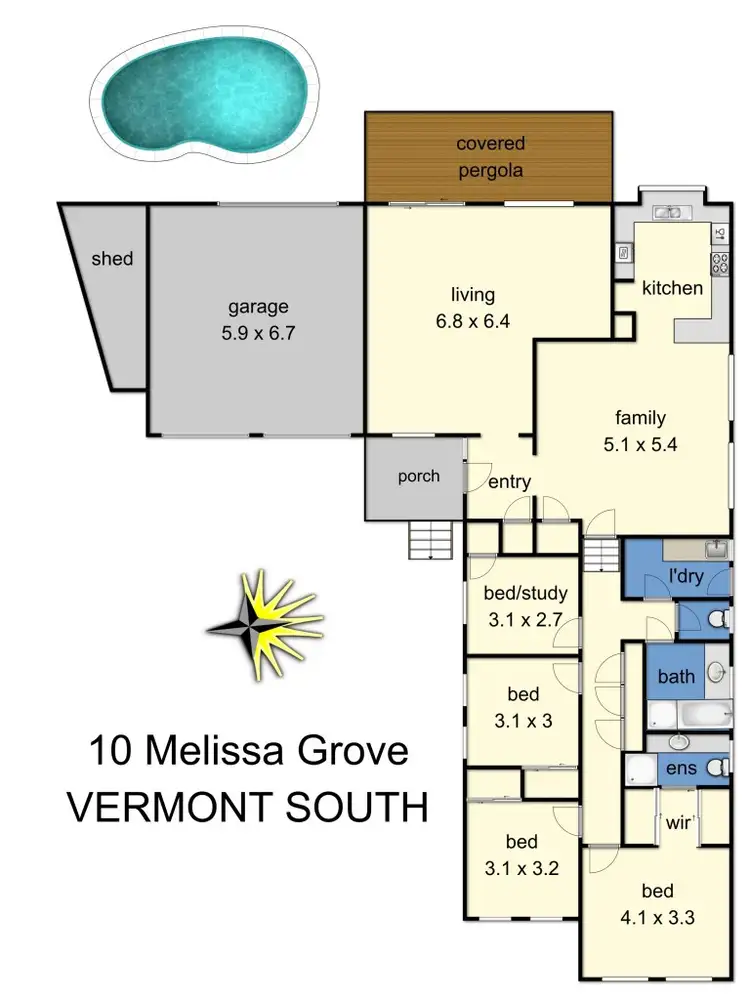 Floorplan of Homely house listing, 10 Melissa Grove, Vermont South VIC 3133