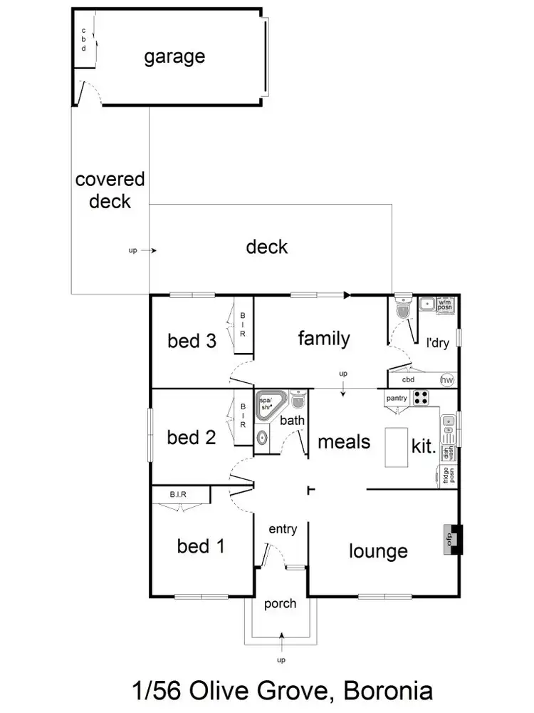 Floorplan of Homely unit listing, 1/56 Olive Grove, Boronia VIC 3155