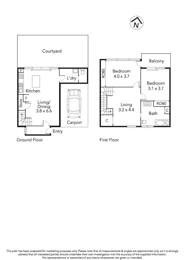 Floorplan of Homely townhouse listing, 3/28 Millers Road, Brooklyn VIC 3012