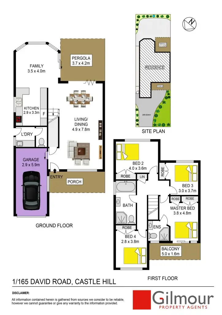 Floorplan of Homely semi-detached listing, 1/165 David Road, Castle Hill NSW 2154