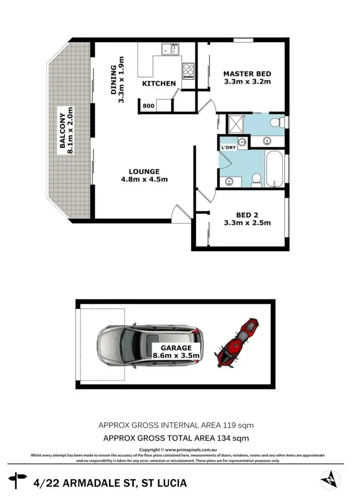 Floorplan of Homely unit listing, 4/22 Armadale Street, St Lucia QLD 4067