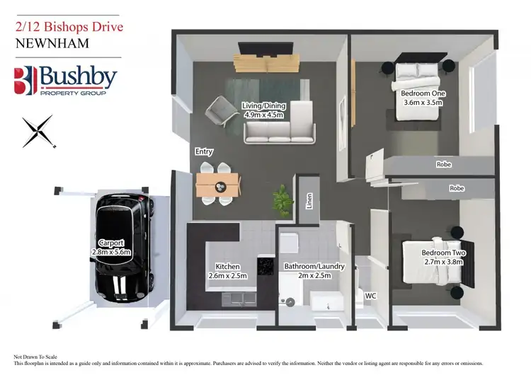 Floorplan of Homely unit listing, 1-2/12 Bishops Drive, Newnham TAS 7248