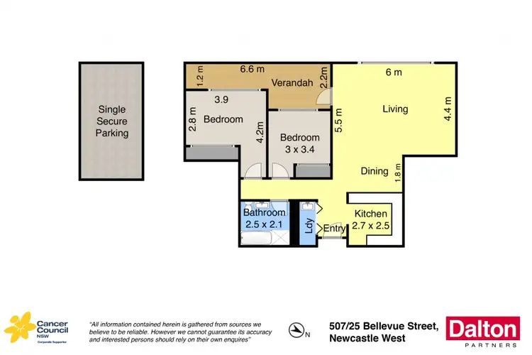 Floorplan of Homely apartment listing, 507/25 Bellevue Street, Newcastle West NSW 2302