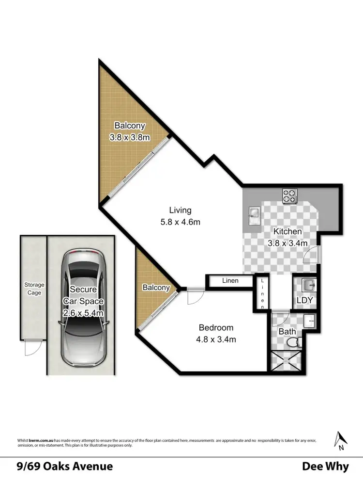 Floorplan of Homely unit listing, 9/69 Oaks Avenue, Dee Why NSW 2099