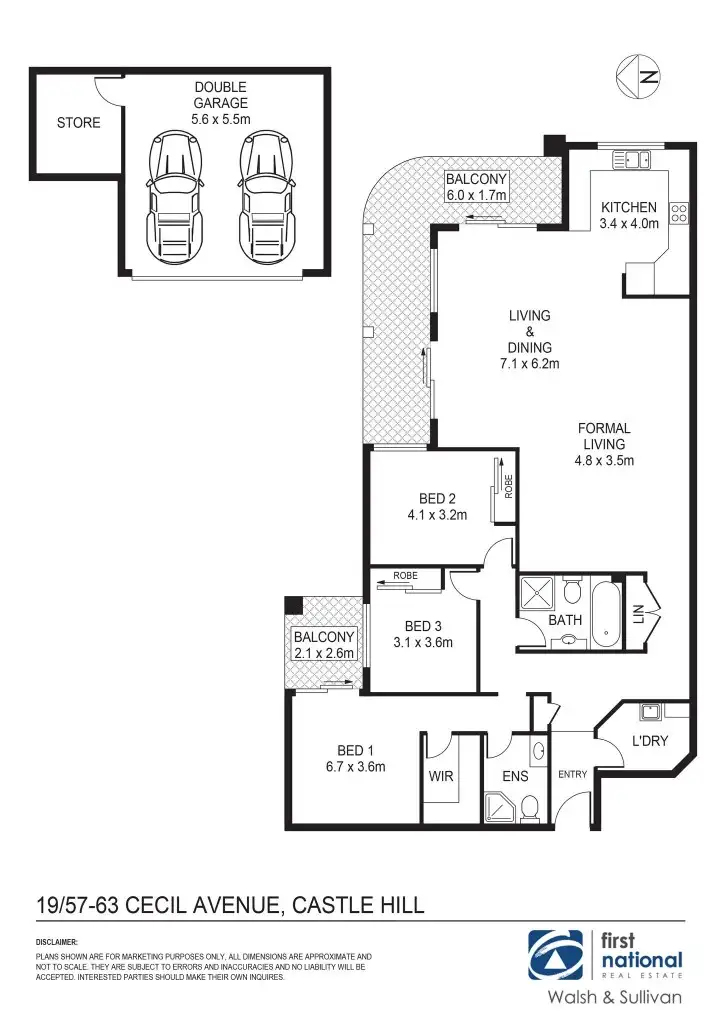 Floorplan of Homely apartment listing, 19/57-63 Cecil Ave, Castle Hill NSW 2154