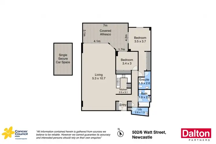 Floorplan of Homely apartment listing, 502/6 Watt Street, Newcastle NSW 2300
