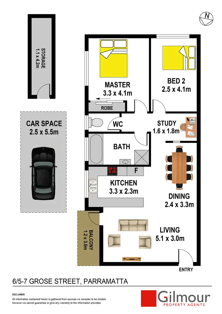 Floorplan of Homely apartment listing, 6/5-7 Grose Street, Parramatta NSW 2150