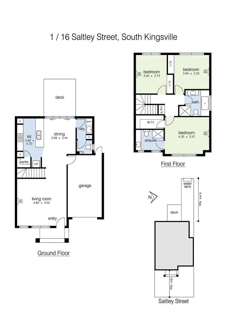 Floorplan of Homely townhouse listing, 1/16 Saltley Street, South Kingsville VIC 3015