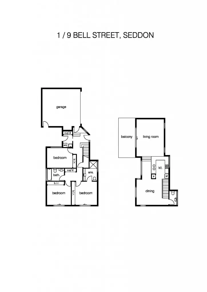 Floorplan of Homely townhouse listing, 1/9 Bell Street, Seddon VIC 3011