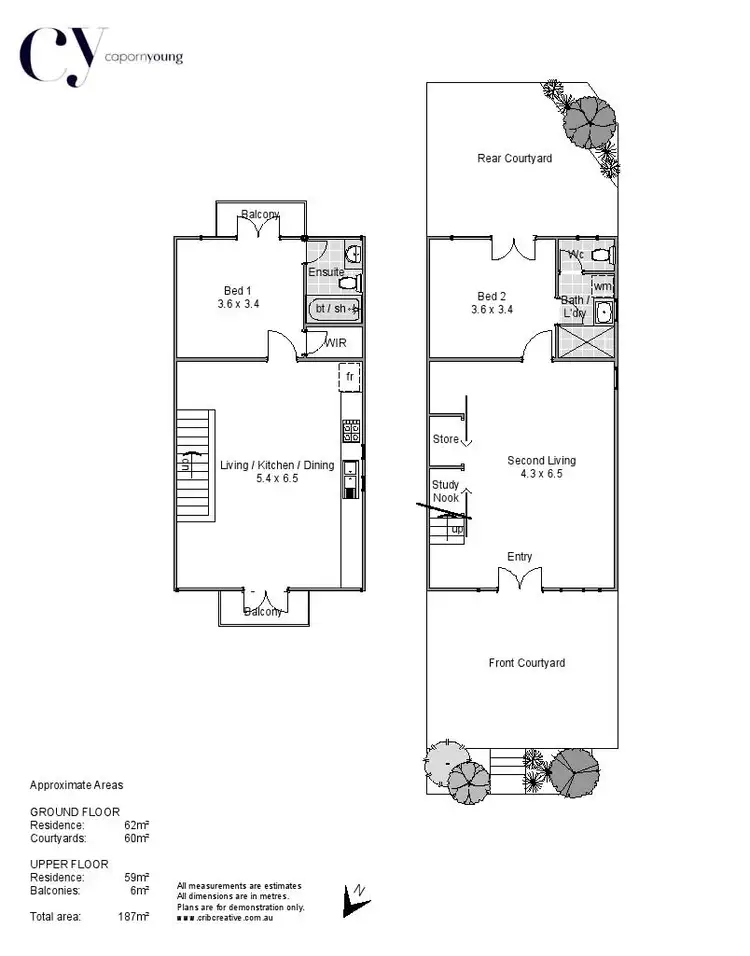 Floorplan of Homely townhouse listing, 1/65 Quarry Street, Fremantle WA 6160
