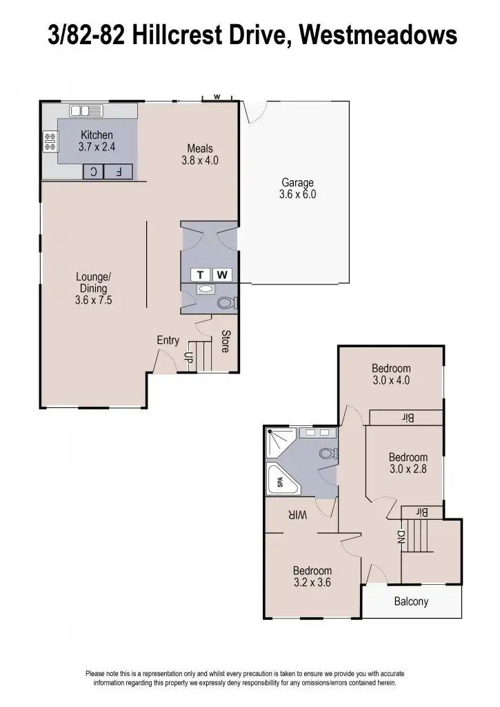 Floorplan of Homely townhouse listing, 3/82-84 Hillcrest Drive, Westmeadows VIC 3049