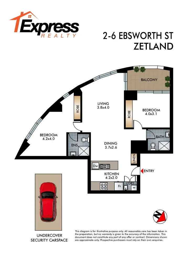 Floorplan of Homely apartment listing, 1902/2-6 Ebsworth Street, Zetland NSW 2017