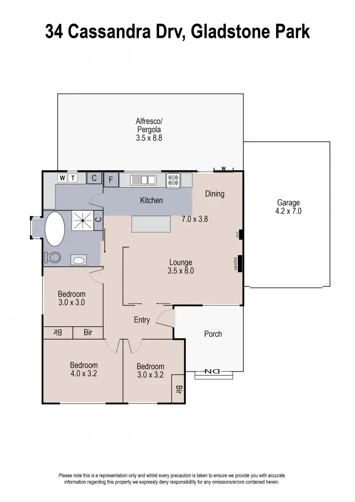 Floorplan of Homely house listing, 34 Cassandra Drive, Gladstone Park VIC 3043