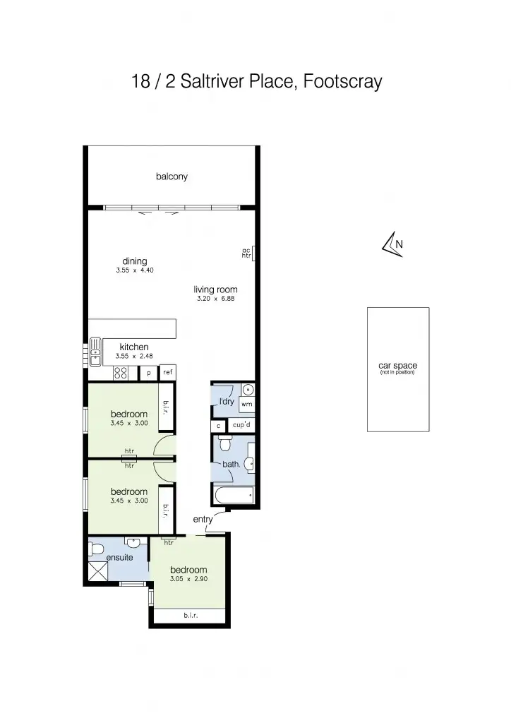 Floorplan of Homely apartment listing, 18/2 Saltriver Place, Footscray VIC 3011