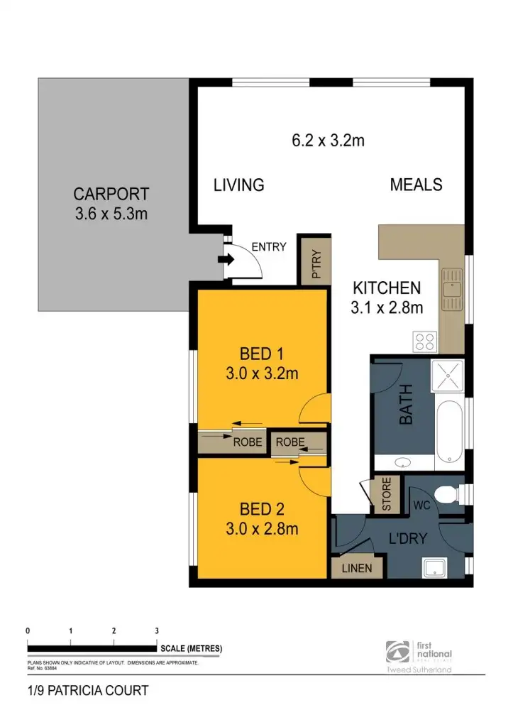 Floorplan of Homely house listing, 1/9 Patricia Court, Golden Square VIC 3555