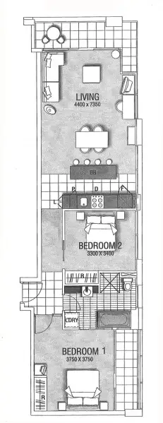 Floorplan of Homely apartment listing, 406/102 - 105 North Terrace, Adelaide SA 5000