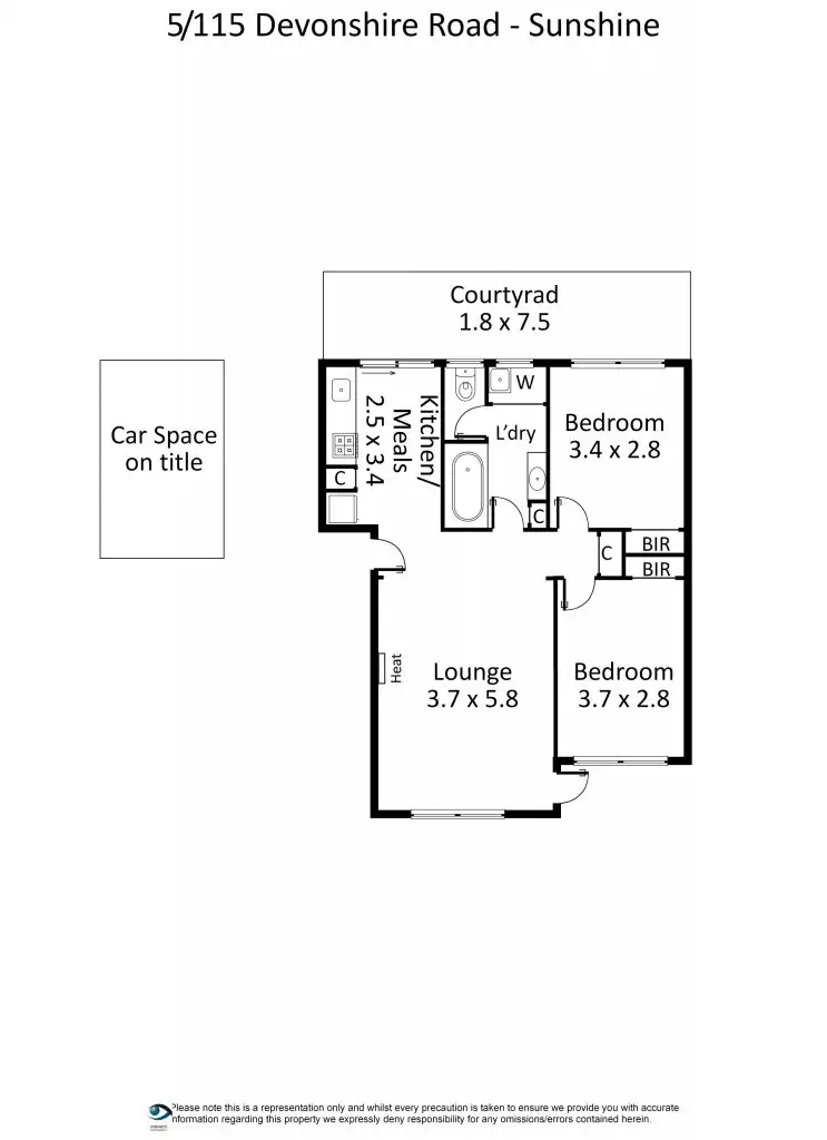 Floorplan of Homely unit listing, 5/115 Devonshire Road, Sunshine VIC 3020