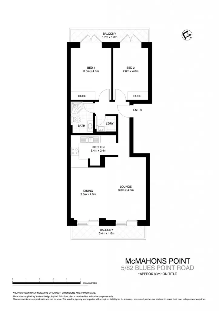 Floorplan of Homely apartment listing, 5/82 Blues Point Rd, Mcmahons Point NSW 2060