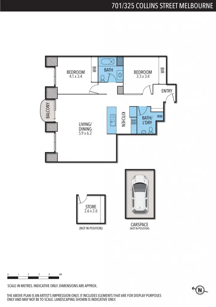 Floorplan of Homely apartment listing, 701/325 Collins Street, Melbourne VIC 3000
