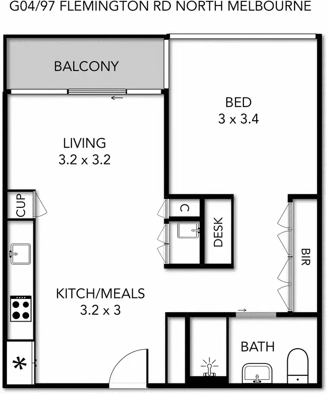 Floorplan of Homely house listing, G04/97 Flemington Road, North Melbourne VIC 3051
