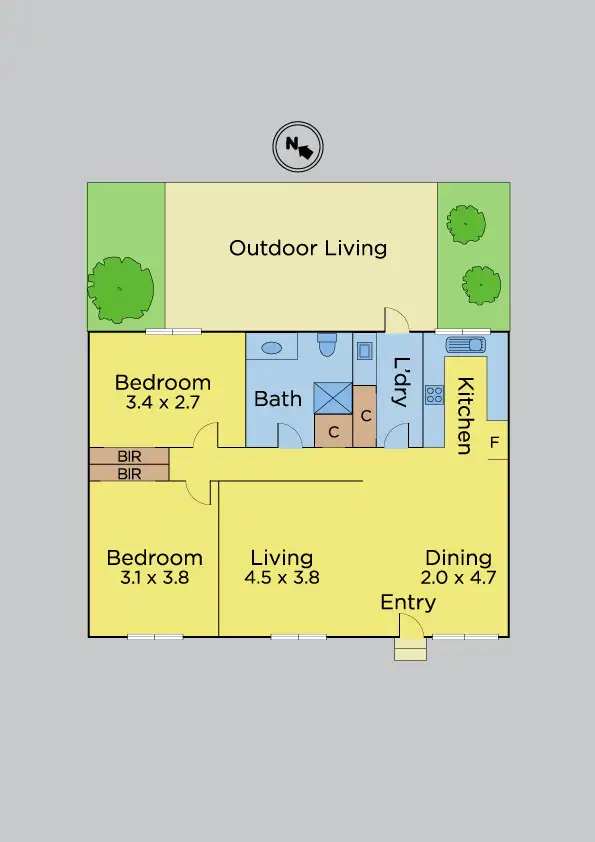Floorplan of Homely unit listing, 2/8 Whatley Street, Carrum VIC 3197