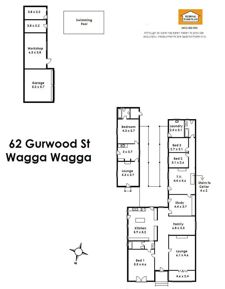 Floorplan of Homely house listing, 62 Gurwood Street, Wagga Wagga NSW 2650