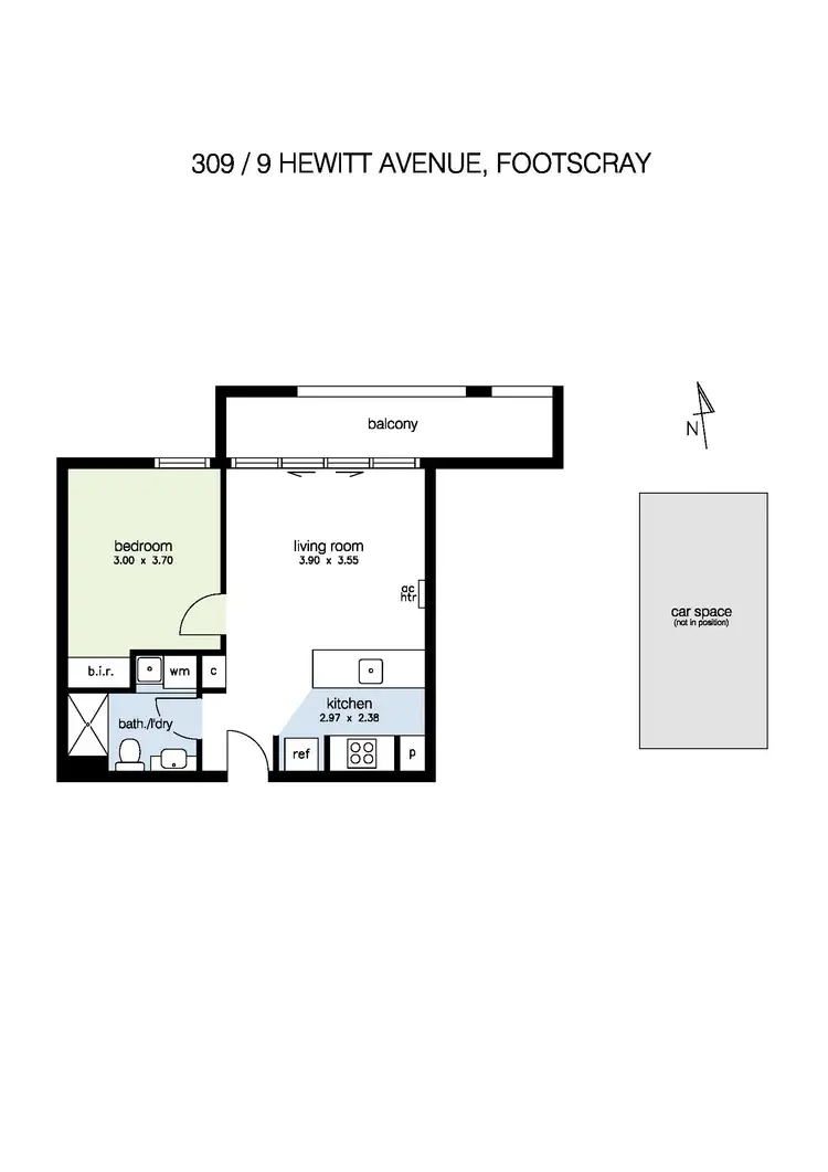 Floorplan of Homely apartment listing, 309/9 Hewitt Avenue, Footscray VIC 3011