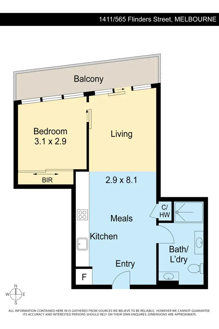 Floorplan of Homely apartment listing, 1411/565 Flinders Street, Melbourne VIC 3000
