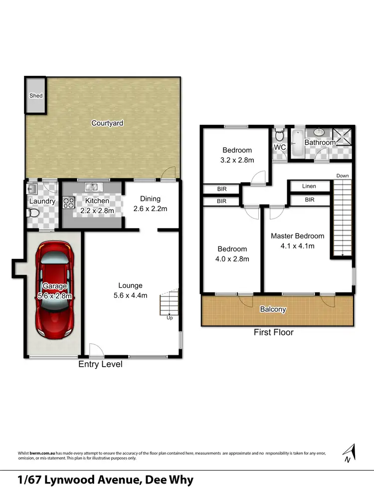 Floorplan of Homely townhouse listing, 1/67 Lynwood Avenue, Dee Why NSW 2099