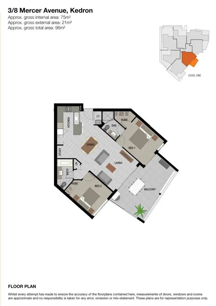 Floorplan of Homely unit listing, 3/8 Mercer Avenue, Kedron QLD 4031