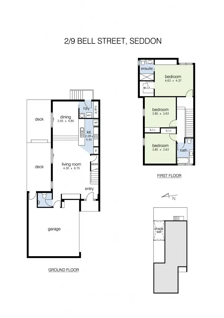 Floorplan of Homely townhouse listing, 2/9 Bell Street, Seddon VIC 3011